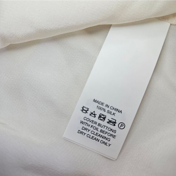 Kate Spade Bow Placket 100% Silk Long Sleeve Go Fly a Kite Collared Blouse Top S - Picture 8 of 9